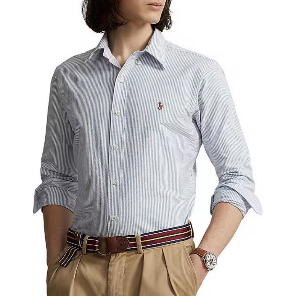 Ralph Lauren Custom Fit Stripe Oxford Long Sleeve Woven Shirt